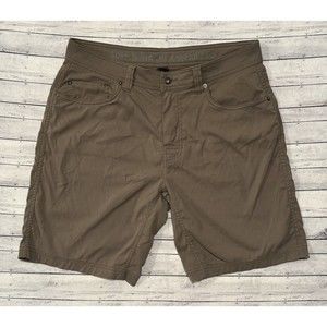 PrAna Mens 9” Shorts Sz 34 Brown Chino Work Wear Outdoors Hiking PLEASE READ